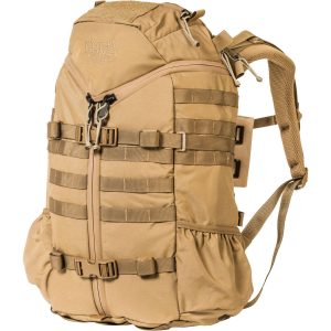 Use MOLLE clips with tactical backpacks like the Mystery Ranch 3 Day Assault Pack