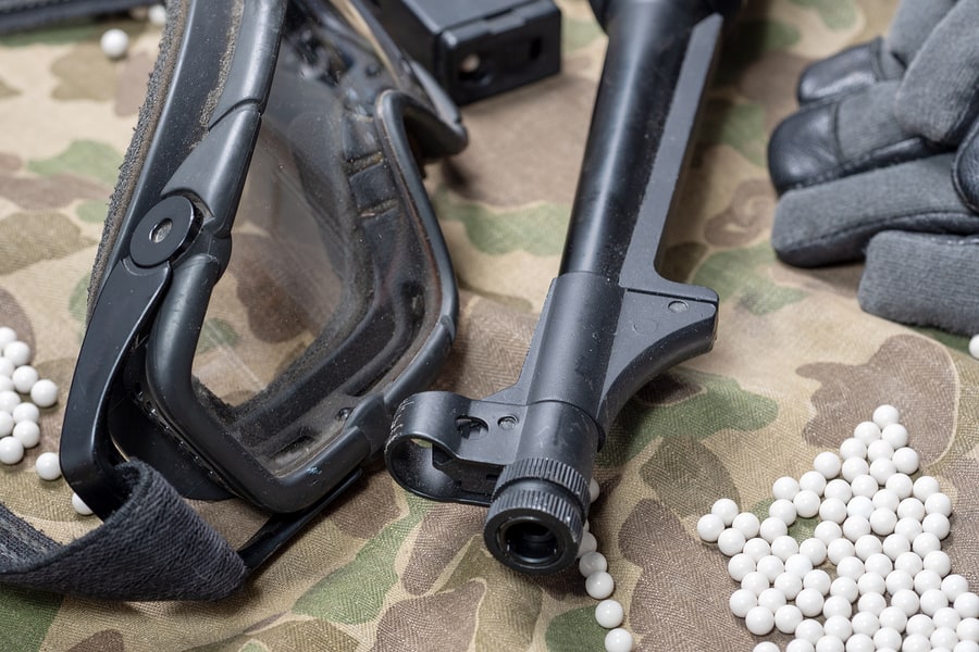 Airsoft gun and protective gear