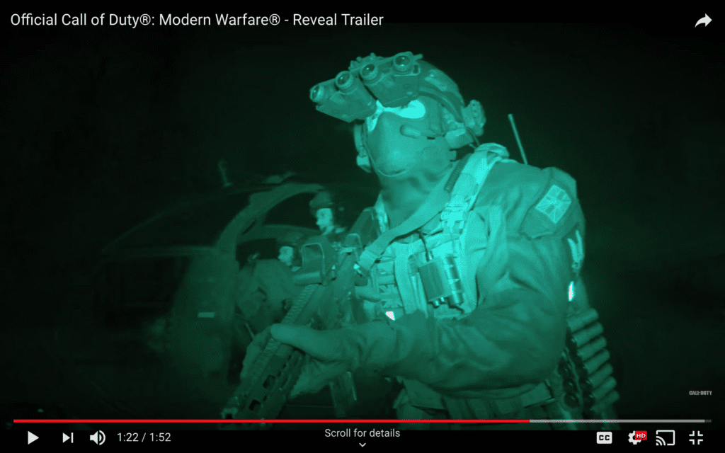 Night Vision Goggles will play a key role in the upcoming Call of Duty : Modern Warfare game